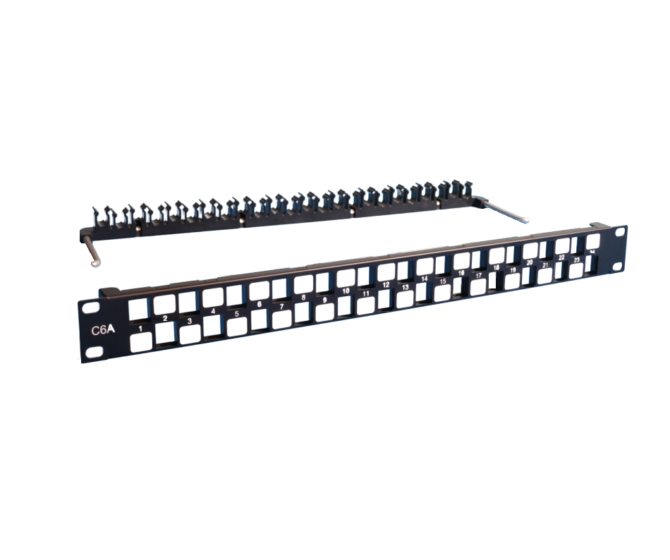 Staggered CAT6A Unshielded Patch Panel removebg preview